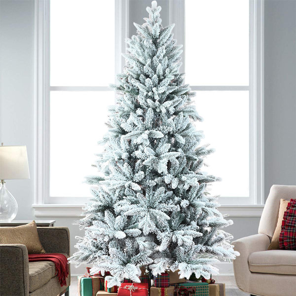 The Holiday Aisle® Jakila 7FT Flocked Artificial Christmas Tree, Snow